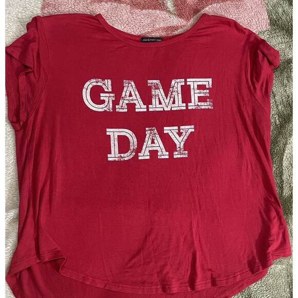 Juniors Game Day Distressed Midriff Crop MmMmMm Size Medium Short Sleeve Shirt - Picture 9 of 10